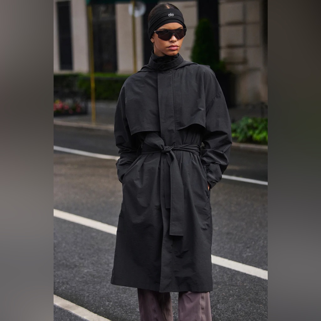 Alo Yoga Crinkle On The Move Trench Coat Jacket Alo Black Size M